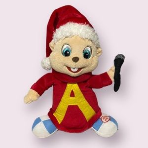 RARE 2009 Christmas Alvin And The Chipmunks Singing in Santa Hat, 9" Plush